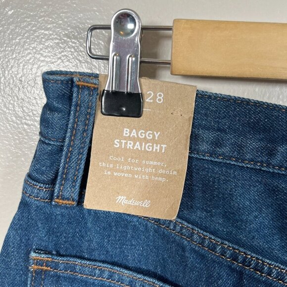 Madewell Baggy Straight Jeans Size 28 Dark Worn Indigo Wash High Rise Slouchy - Picture 11 of 15